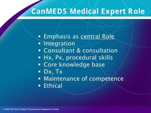 The CanMEDS 2005 Framework - Department of Medical Imaging