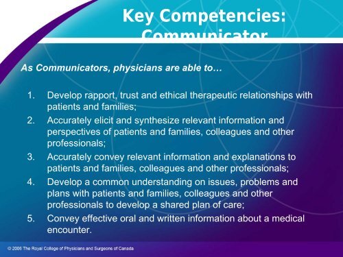 The CanMEDS 2005 Framework - Department of Medical Imaging