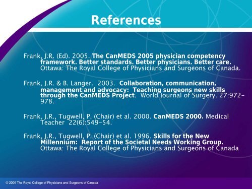 The CanMEDS 2005 Framework - Department of Medical Imaging