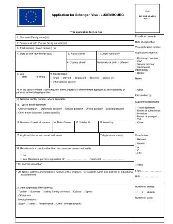 visa application form - Consulate General of Luxembourg in New York