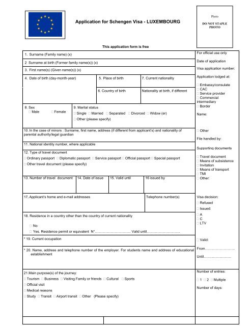 visa application form - Consulate General of Luxembourg in New York