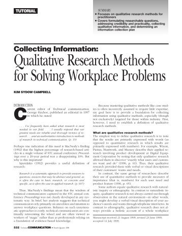 Qualitative Research Methods for Solving Workplace Problems - Ecu