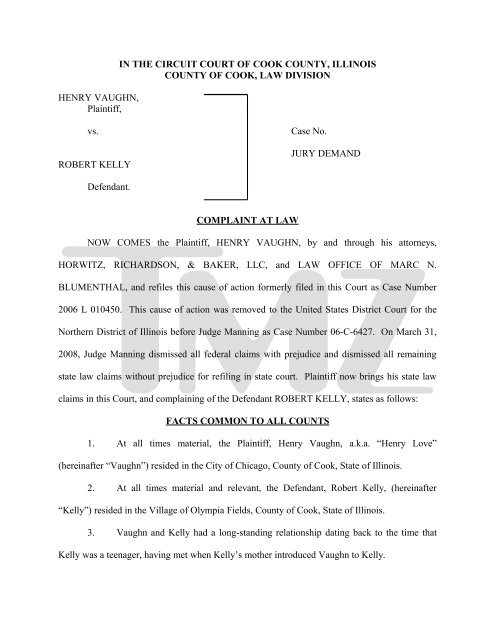 IN THE CIRCUIT COURT OF COOK COUNTY ILLINOIS IN THE CIRCUIT COURT OF COOK COUNTY ILLINOIS