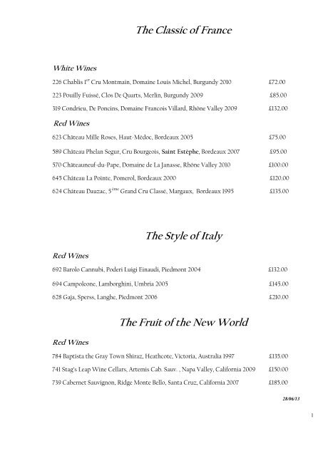 View our full wine list - Pennyhill Park Hotel