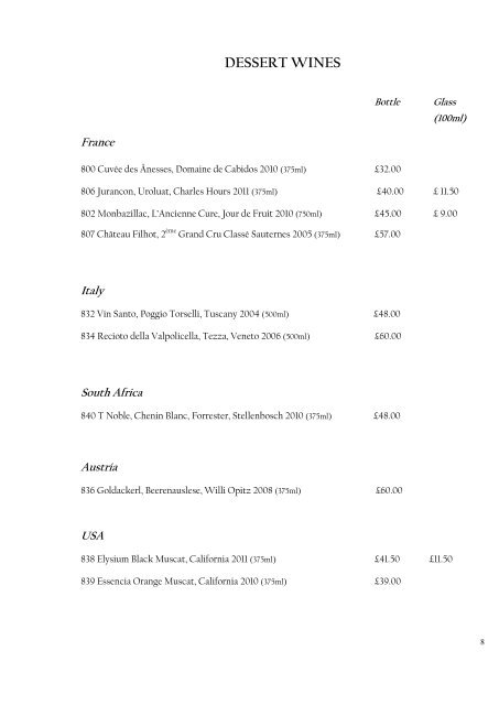 View our full wine list - Pennyhill Park Hotel