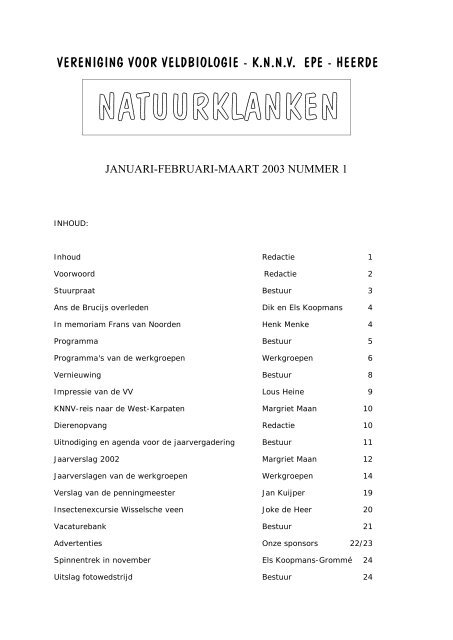 NK 2003 1.pdf - KNNV Vereniging voor Veldbiologie