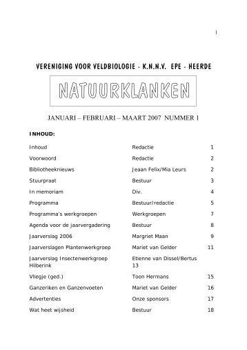 NK 2007 1.pdf - KNNV Vereniging voor Veldbiologie