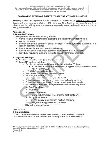 Assessment of Female Patient Presenting with STD Concerns - Epi