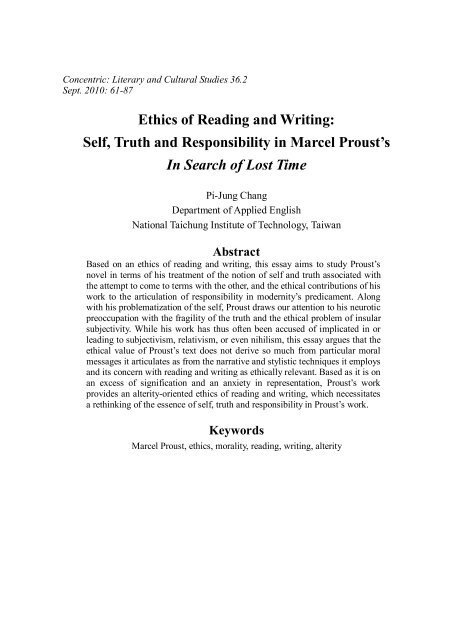 Ethics of Reading and Writing: Self, Truth and ... - Concentric