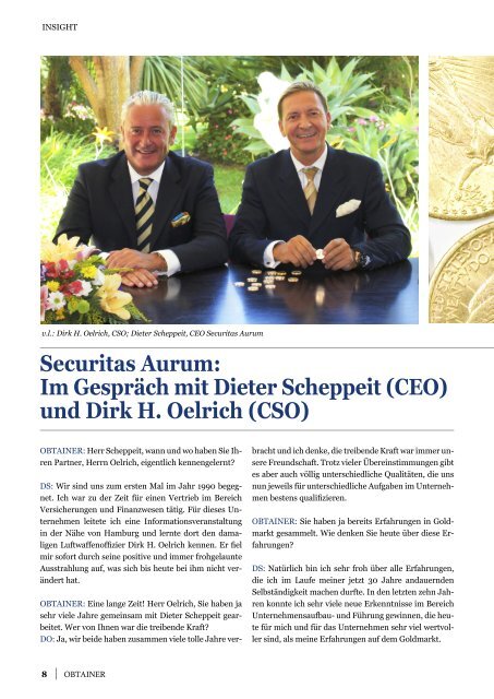 und Dirk H. Oelrich - Securitas Aurum