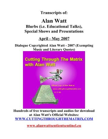 Alan Watt - Blurbs - Cutting Through the Matrix with Alan Watt