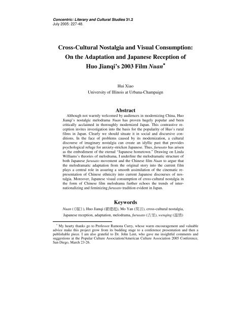 Cross-Cultural Nostalgia and Visual Consumption - Concentric ...
