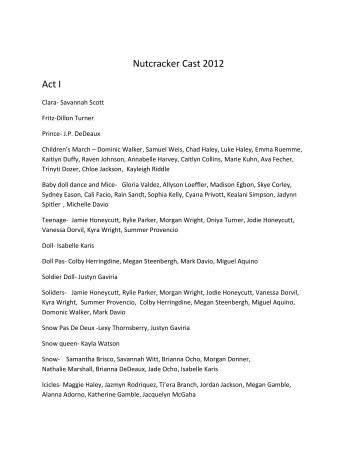 2012 Cast List - Dance Theatre of Fayetteville