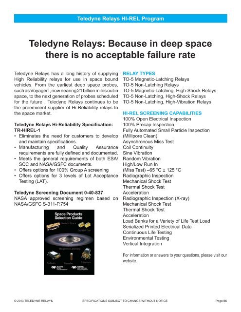 2013 EMR Selection Guide.indd - Teledyne Relays