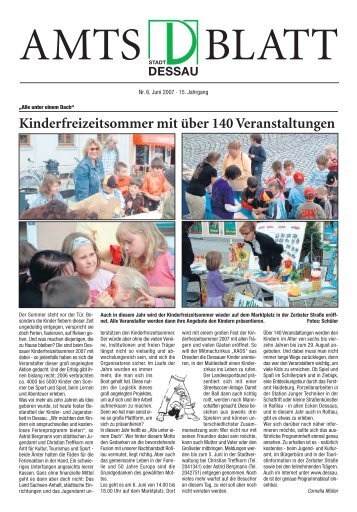 Kinderfreizeitsommer mit über 140 Veranstaltungen - Dessau-Roßlau