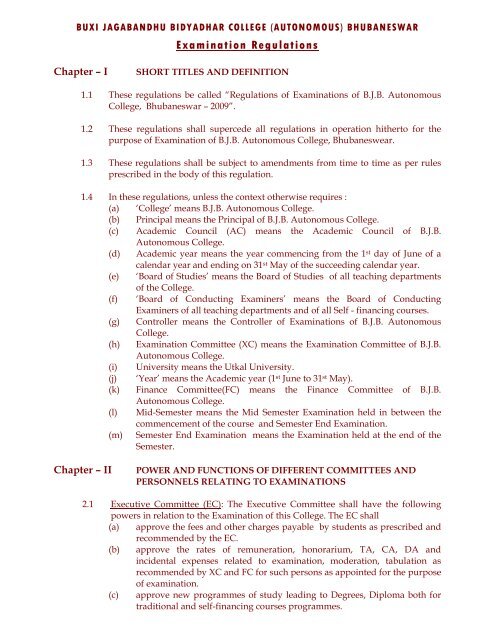 Exam Regulation - BJB College