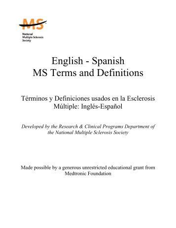 English - Spanish MS Terms and Definitions - National Multiple ...