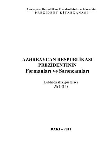 FÉrmanlarÄ± vÉ SÉrÉncamlarÄ± - Prezident KitabxanasÄ±