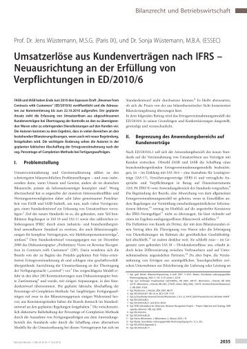 Neuausrichtung an der ErfÃ¼llung von Verpflichtungen in ED/2010/6