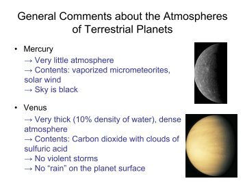 General Comments about the Atmospheres of Terrestrial Planets