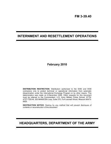 INTERNMENT AND RESETTLEMENT OPERATIONS - Cryptocomb