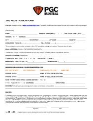 2013 REGISTRATION FORM - PGC Basketball