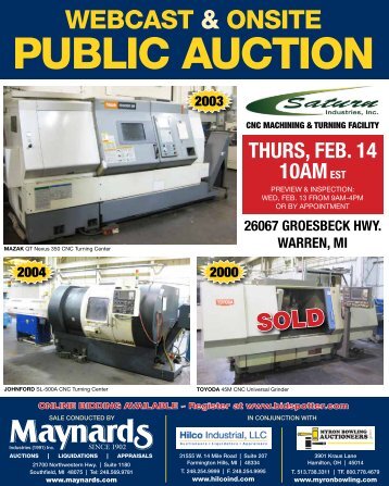 PUBLIC AUCTION - Maynards Industries