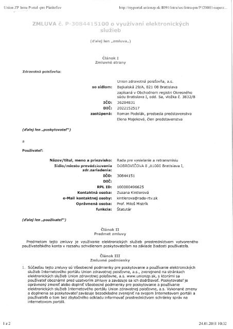 Zmluva Union (PDF) - Rada pre vysielanie a retransmisiu