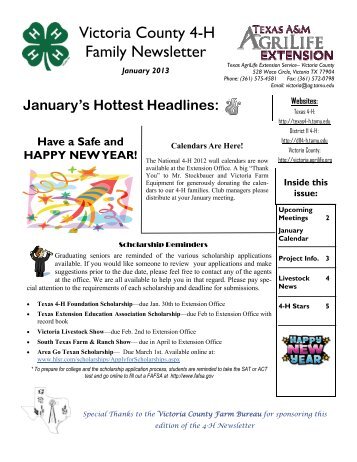 Victoria County 4-H Family Newsletter - Texas A&M AgriLife - Texas ...