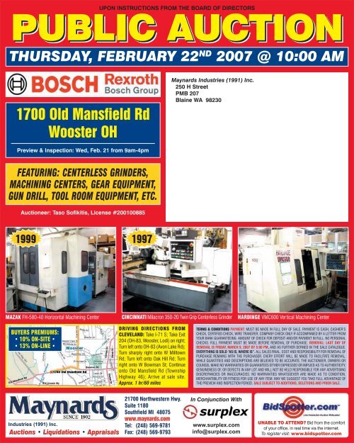 public auction - Maynards Industries