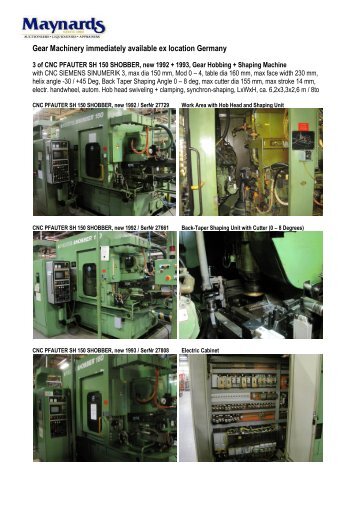 Gear Machinery immediately available ex location Germany