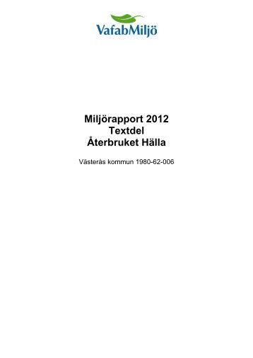 Miljörapport 2012 Textdel Återbruket Hälla - VafabMiljö