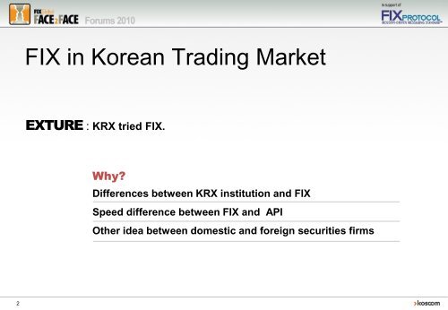 FIX Environment of Korean Trading Market - Plus Concepts