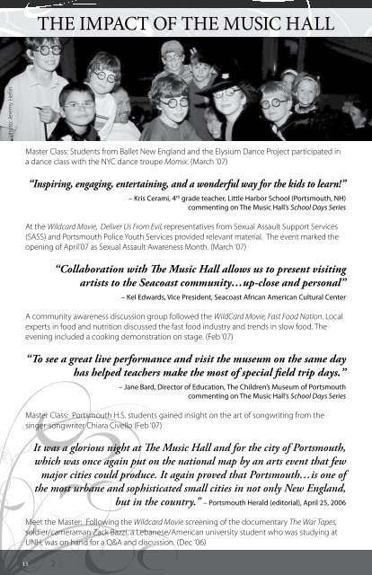 Annual Report FY 2007 - The Music Hall, Portsmouth