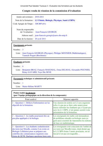 Compte rendu de rÃ©union de la commission d'Ã©valuation - SUP