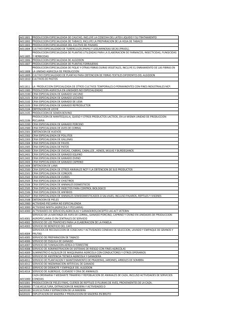 (*) CIIU SEGÃN RESOLUSION 432 DE DIAN - CÃ¡mara de Comercio ...