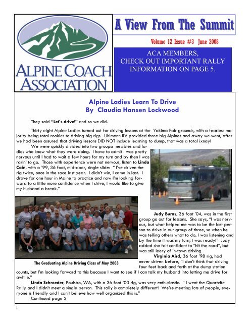 June 2008 Newsletter - Alpine Coach Association