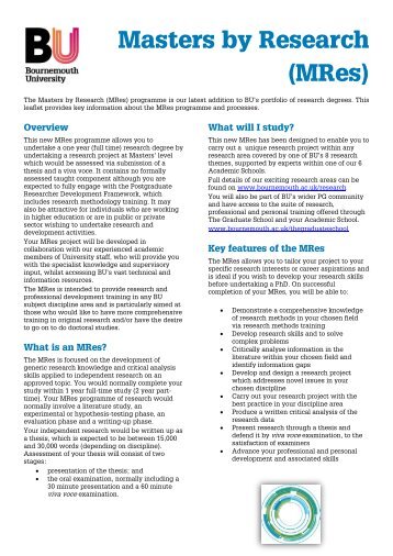 MRes Information Sheet - Bournemouth University Microsites