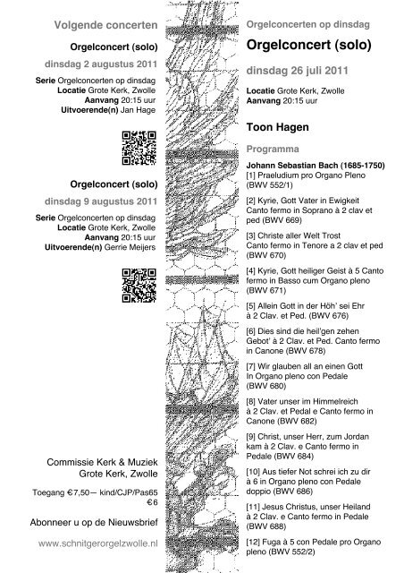 Orgelconcert (solo) - Schnitger-orgel Zwolle