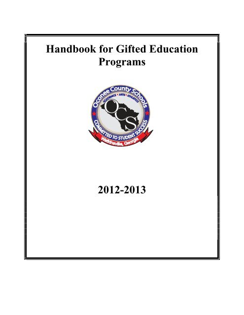 Handbook for Gifted Education Programs - Oconee County Schools