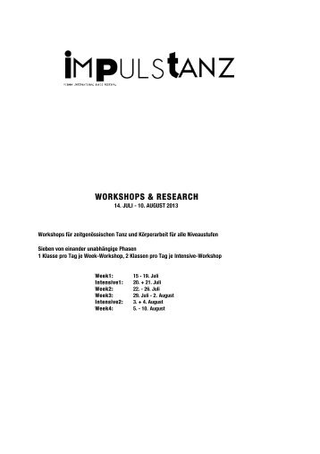 WORKSHOPS & RESEARCH - ImPulsTanz