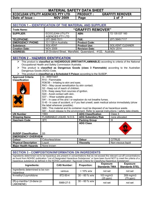 un-du® - Resources: Safety Data Sheets