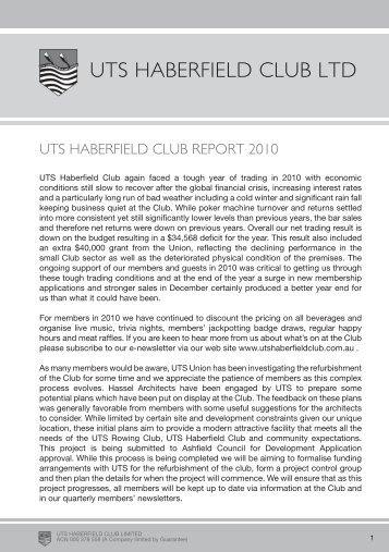 in our quarterly members - UTS Union - University of Technology ...