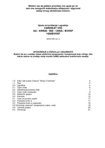 Upute za korištenje i ugradnju Calorex Variheat 3 (pdf, 1950 kB)