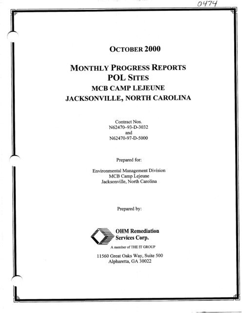 october 2000 monthly progress report pol sites