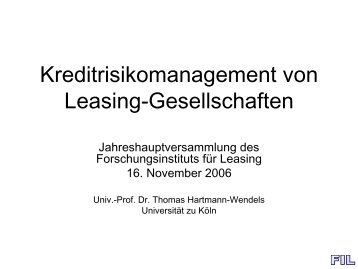 Kreditrisikomanagement von Leasing-Gesellschaften