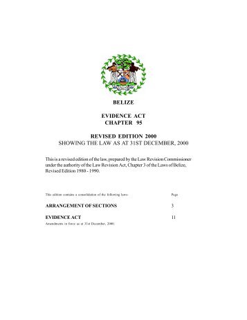 Belize Evidence Act 2000 - On TRACK against Corruption