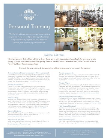 Personal Training - Solage Calistoga