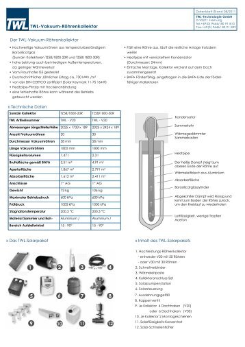 TWL-Vakuum-Röhrenkollektor 10 11 12 - TWL-Technologie GmbH