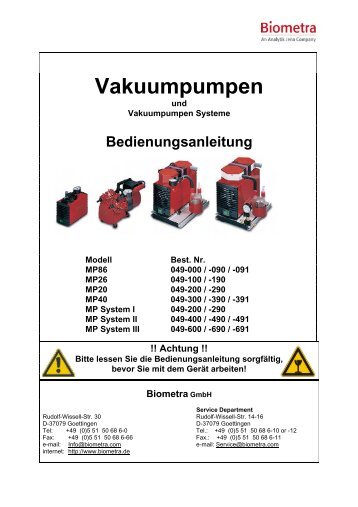 Vakuumpumpen - Biometra